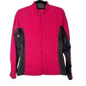Spyder Girls L Pink Gray Bandita Full Zip Fleece Jacket Sweater Knit Colorblock